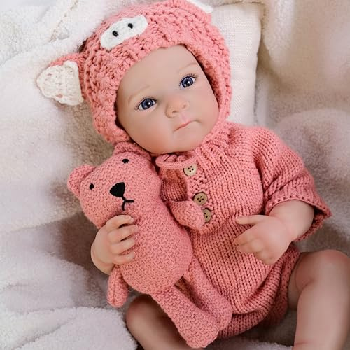Anano 45 Cm Bebes Reborn de Silicona Cuerpo Entero Realistas Y Reciennacida Muñeco Bebe Reborn Realista Vinilo Silicona De Cuerpo Completo Blanda Muñeca Niñas De 3 Años+