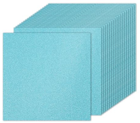 PATIKIL 20 Feuilles Papier Cartonné Pailleté Bleu Clair 10 x 10 Pouces, Papier Cartonné Pailleté Carré Papier Premium Étincelant 250gsm pour Scrapbook Carte DIY Art Mariage Fête