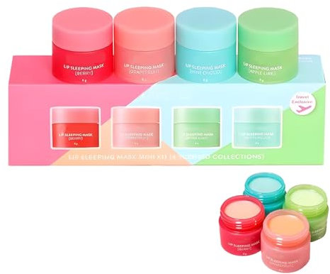 Lippenschlafmaske, 4 Stück Lip Sleeping Mask für Tag & Nacht Lippenpflege, Feuchtigkeitsspendende Lippenmaske Repariert Trockene Rissige Schälende Lippen, Hydrating Lip Balm Set