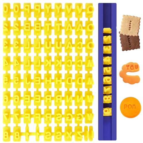YHTCC 1 Set Letter Stamps for Clay, Alphabet Stamp, 73 PCS Cookie Stamps