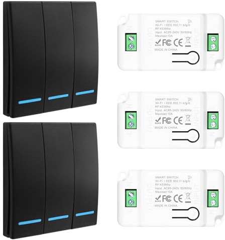 Interruttore senza fili della luce, WiFi, smart, Alexa, 433Mhz 220V wireless, luci da parete 100 m, Controllo Vocale/Timer - D