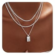 VIROMY Collar Plata de Mujer Plata 14K Quilates Cadena Serpiente Cuerda Retorcida Chapado en Capas Apilables Collar Moda Set de Joyas Regalos
