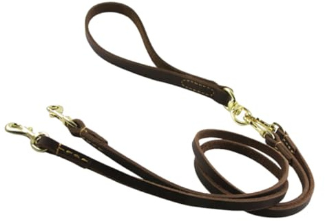 WEKADRIN Guinzaglio Doppio per Cani in Pelle Regolabile Resistente e Sicuro per Animali e Cani Tracolla Pet Pulling Strap di Tendenza