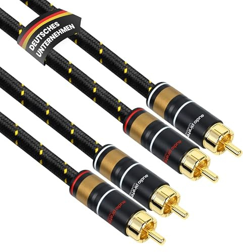 audio pirates by cammica RCA-kabel 2 x RCA-kontakt till 2 x RCA-kontakt, ljudkabel | High-end ljudkabel med guldkontakter (1,5 meter)