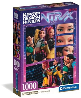 Clementoni Puzzle 1000 Pezzi per Adulti e Ragazzi, Illustrazione con Tema K-pop Demon Hunters, Idea Regalo, Made in Italy, 70x50 cm, Poster Incluso, 37125