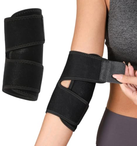 XBFOCNH Justerbart armbågsskydd för män och kvinnor, tennis- och golfarmbågsband för smärtlindring vid tendinit och epikondylit, andningsbart kompressionsstöd för sport, en storlek, svart