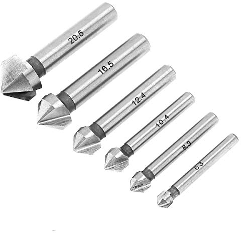 ChgImposs 6Pcs Countersink Drill Bit, 3 Edge 90 Degrees Chamfer End Mill Cutter Chamfering HSS Countersink Drill Bit
