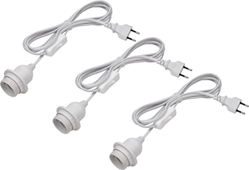 Meister Lampenfassung E27 - 3,5 Meter - weiß - 3 Stück - Mit Ein-/Ausschalter - Ideal für DIY-Projekte - Geeignet für Steh- & Hängelampen / Lampenaufhängung / Kabel für DIY-Leuchte / 7443890