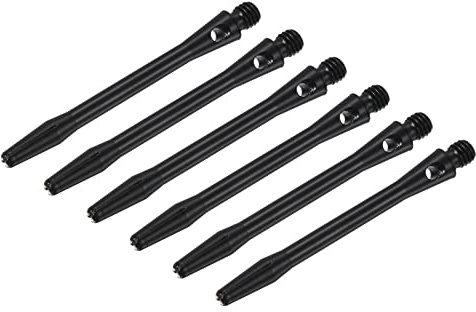 PATIKIL 48mm Aluminum Dart Shafts, Medium 2BA Thread Dart Stems Dart Accessories Throwing Fitting for Steel Tip - 6 Pack (Black)