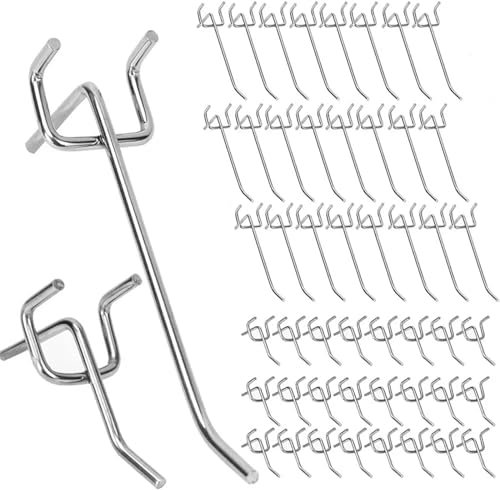 Zundo 50 PCS Crochets pour Panneaux Perforés, 3.5CM et 8.5CM Crochet pour Panneau Perforé Mural Crochets Muraux