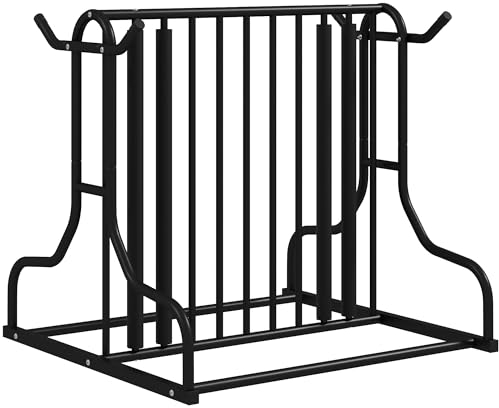 DURHAND Fahrradständer Mehrfachständer Radständer wetterfest Aufstellständer für bis 4 Fahrräder, beidseitig, Stahl 90 x 80 x 80 cm, Schwarz