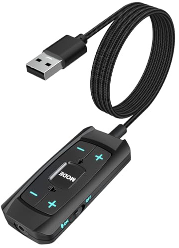Scheda audio USB Virtual 7.1 Surround Sound USB a jack da 3,5 mm cavo adattatore audio scheda audio esterna per PC/PS4/PS5/Mac/cuffie da gioco, con controllo muto/volume, 2 m, scatola di controllo