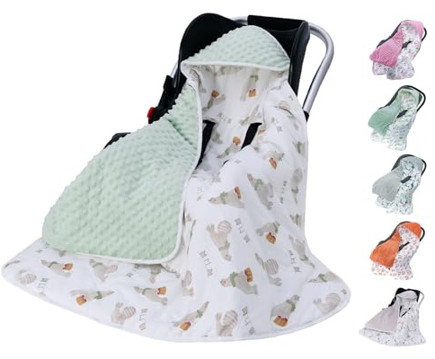 Miracle Baby Manta Envolvente para Bebé 90 x 90 cm, Manta Saco Capazo Universal para Asiento de Coche Bebé, Cochecito, con Relleno, Adecuado para Otoño e Invierno (León Marino)