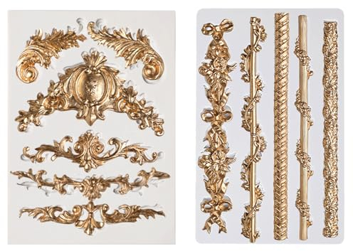 Valicaer Moule à Fondant en Silicone,2Pcs Moule à Gâteau Fondant Moules à Pâtisserie pour Décoration de Bordure de Gâteau Moule Silicone Moules à Chocolat en Silicone 3D pour Dentelle,Moule Décoratif