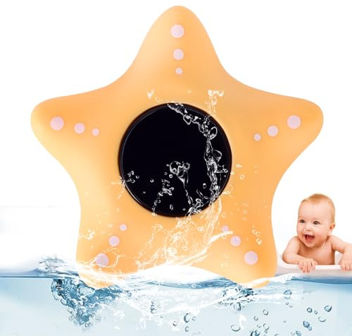 SUNJULY Badethermometer Baby, Digital Thermometer für Badewanne mit LED-Warnleuchte Temperaturwarnfunktion,Niedliches Seestern Badethermometer für Kinder Baby zum Messen der Wassertemperatur Spielen