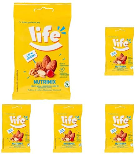 Life Nutrimix Break, Mix Frutta Secca, Ideato con Fondazione Umberto Veronesi, Snack Frutta Disidratata e Semi, Mix di Mandorle, Cranberries, Nocciole, Semi di Girasole e Semi di Zucca, 30 Grammi