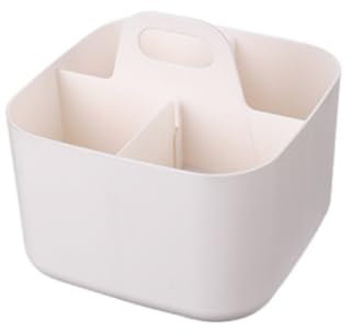 Minicoco Storage Box Multipurpose Table Organiser Cleaning Caddy with Handle Bathroom Art Organizer (White)