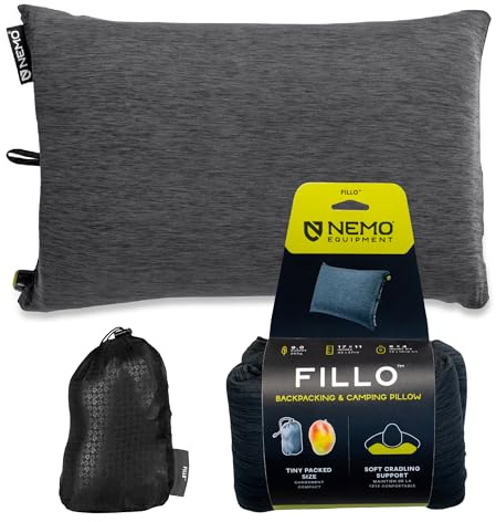 Nemo Equipment Fillo Backpacking & Camping Pillow - Black Pearl/Birch Bud - One Size