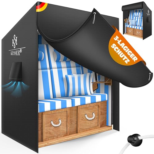 KESSER® Funda protectora premium para sillón de playa con orificios de ventilación, impermeable, resistente al invierno, resistente a los rayos UV, resistente, resistente a desgarros, tejido Oxford