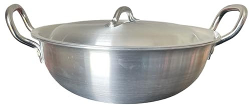 Reldor Aluminium 30 cm Kadai Wok with Lid & Handle | Deep Kadhai with Heavy Base for Cooking | Gas Compatible Cookware | Even Heat Distribution | Easy to Clean | Deep Frying Pan