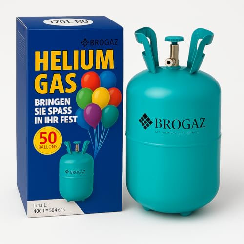 Bombola di Elio per 50 Palloncini - Gas Elio in Ricarica, Facile da Usare, Ideale per Feste e Eventi (Palloncini NON Inclusi)