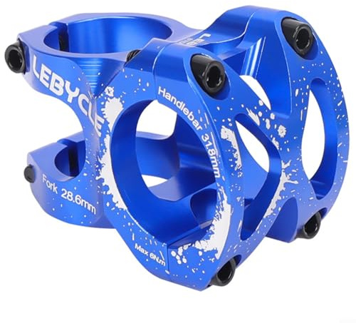Fauhapyway Attacco manubrio per mountain bike, in lega di alluminio, 31,8 mm, CNC, corto, per componenti di biciclette MTB, attacco manubrio mountain bike (blu)
