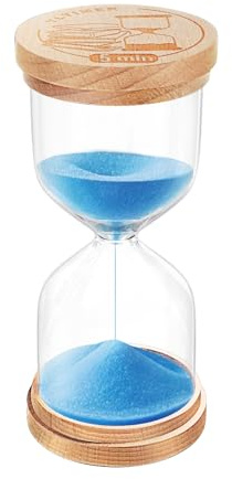 5 Minute Sand Timer, Wooden Blue Hourglass Hour Glass Timer, Small Sand Clock, Sand Watch 5 Min for Toothbrush, Classroom, Games, Desk,Decor (Blue)