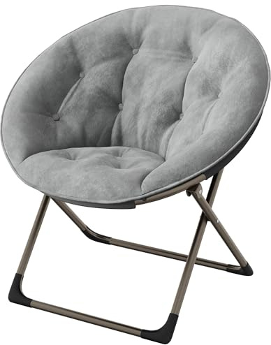 Garvee Silla Plegable Tipo Flor para Adultos, Sillón Grande y Cómodo con Cojín De Algodón y Estructura Metálica, Ideal para Dormitorio, Habitación, Juegos o Espacios Pequeños, Gris/Dorado