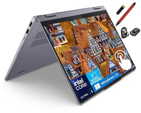 Lenovo IdeaPad 5i 2-in-1 Laptop, 14 WUXGA Touchscreen, Intel 12-core Ultra 5 225U AI up to 4.8GHz, 8GB LPDDR5 RAM, 512GB SSD, Backlit Keyboard, Luna Grey, Windows 11, EAT 16GB USB Pen Accessories
