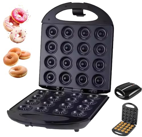 Macchina per Ciambelle 1400W Pancake Antiacido Macchina per Snack con Ciambelle Diametro 4,5cm, Produce 16 Ciambelle per Casa e Pasticceria