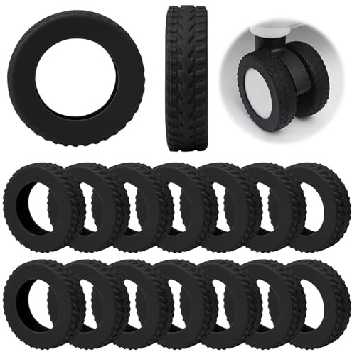 Hexizexi Silikon Hjulskydd Vattentät Bagagehjulskydd Kofferthjul Gummiskydd Slitstarkt Ljudfattigt Luggage Wheel Covers, svart, Schwarz-16St.