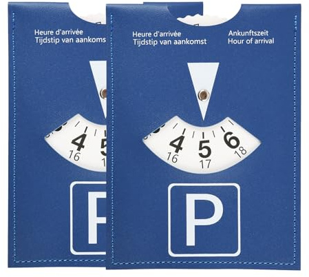 Disco horario Europeo de Lujo en Piel sintética, señalización de Tiempo para estacionamiento de Auto, Moto, Autocaravana, Dimensiones 11 x 15 cm