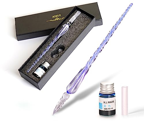 Juego de bolígrafo de cristal y accesorios para escritura y caligrafía, artículos de papelería, arte y artículos de decoración, color azul