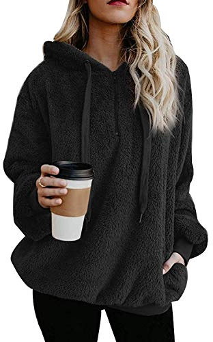 Yanekop Womens Fleece Pullover Oversized Sherpa Jacket Half Zip Pullover