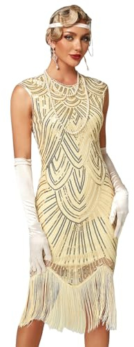Viloree Femmes Robe de 1920s Pailleté Embelli Frange Flapper Robe Jazz Charleston Great Gatsby Dress