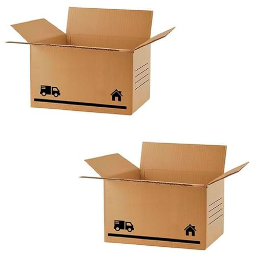 Acan Tradineur - Pack de 2 cajas de cartón para mudanzas, embalaje, cartón reforzado y resistente, plegables y reutilizables, envío paquetes, almacenaje - 30 x 20 x 15 cm