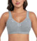 DotVol Women's Lace Cotton Comfort Plus Size Full Cup Minimizer Non Foam Wireless Bra(UK 38B,EU 85B,Grey)
