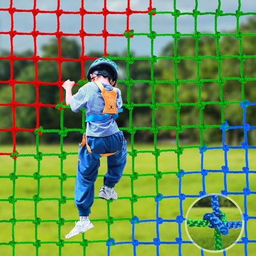 HARERNET Climbing Net for Kids Outdoor, Ninja Climbing Net Heavy Duty Military Playground Equipment (W/700 LBS) Rope Ladder for Kids Suitable for Swing Tree House Jungle Gym (3×6.5FT)