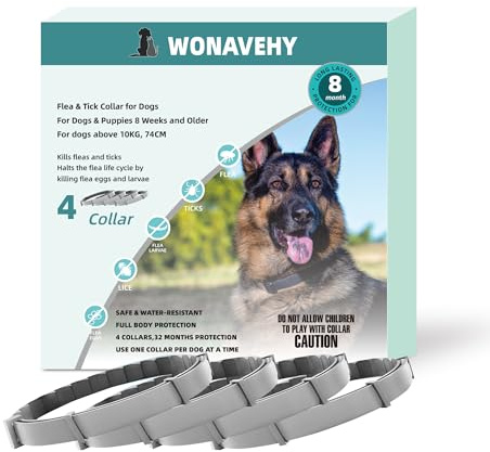 4 Collier Anti Puces et Anti-Tiques pour Chiens 74cm et Chats Collier Anti-parasites pour Chiens de Plus de 10kg Dog Collar