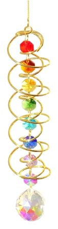 KEMUZ Acchiappasole con cristallo decorativo da 45 cm, colorato con doppia spirale, scacciapensieri per matrimoni, feste di compleanno, esterni, interni, Natale, giardino, auto