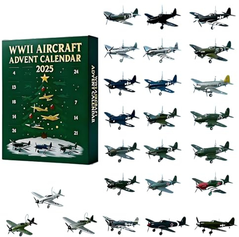 Calendrier de l'Avent de 24 jours avec 24 mini Warbirds, 24 calendriers de l'Avent surprise pour les amateurs d'histoire, les amateurs d'aviation