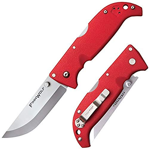 Cold Steel, Finn Wolf Lockback Red, Klappmesser, Drop Point Klinge, Taschenmesser, Griff: Griv EX, Satin Finish, AUS-8 Klingenstahl, scharfes Messer für Outdoor, Camping, Schnitzen