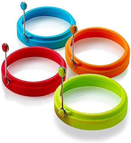 Äggring av silikon, äggring, 4 stycken non-stick-belagda ägg, matlagningsringar, silikon, pannkaksform, perfekt stekt äggform eller pannkaksringar