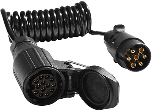 ETUKER 13 poliges Anhänger Verlängerungskabel,Spiral adapterkabel mit 7 polig stecker auf 13 polig Steckdose, Verlängerungskabel für Anhängerplatinen,1,8 m Arbeitslänge