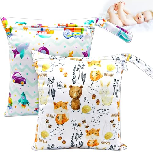 NTGRTY Windeltasche, 2 Stück, Nappy Bags, Wet Dry Bags, Wet Dirty Laundry Bag, Waterproof Dry Wet Bag, Diaper Bag for Babies Swimming Camping Travel Gym Workout Beach (Universum)