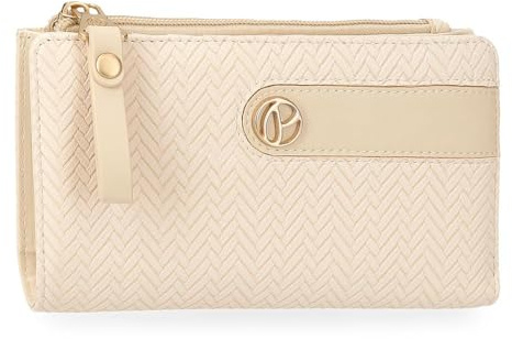 Pepe Jeans Sprig Sac à Dos décontracté pour Femme, Sac à Main, Porte-Monnaie et Portefeuilles, système RFID, Cuir synthétique de Joumma Bags, Beige, Talla única, Portefeuille Porte-Cartes