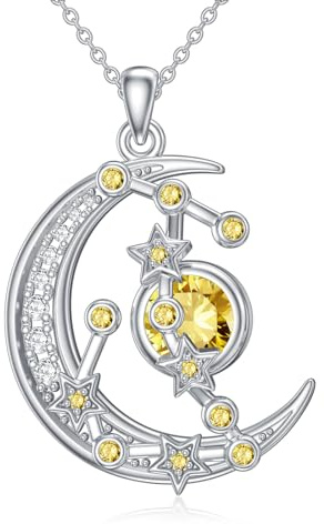 ROMANTICWORK 12 stjärntecken, stjärntecken, hänge, 925 sterlingsilver, halvmåne, hänge med 12 konstellationer, presenter för kvinnor och flickor, Sterlingsilver