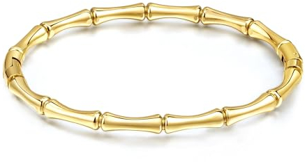 Joo&Rind Armreif Gold Armband Damen 18k Vergoldet Bambusknoten Armbänder Damen Edelstahl Armband Wickelarmband Damen, Geschenke für Frauen (Bambus)