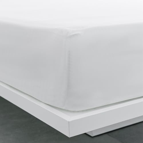 Sedalinne - Sábana Bajera Ajustable para Hostelería - 100% Algodón Percal Calidad 200 Hilos - Cama 90x190/200 cm - Ropa de Cama especializada en Hostelería Color Blanco