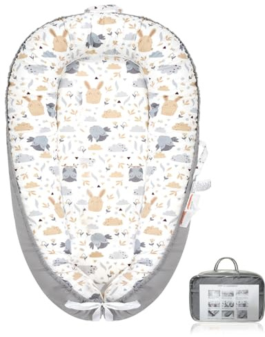 Baby Nest Pod for Newborn, Baby Lounger for 0-24 Months Baby Boys Girls, 100% Cotton Breathable Detachable Portable Infant Lounger, Baby Essentials for Newborn Baby Gifts